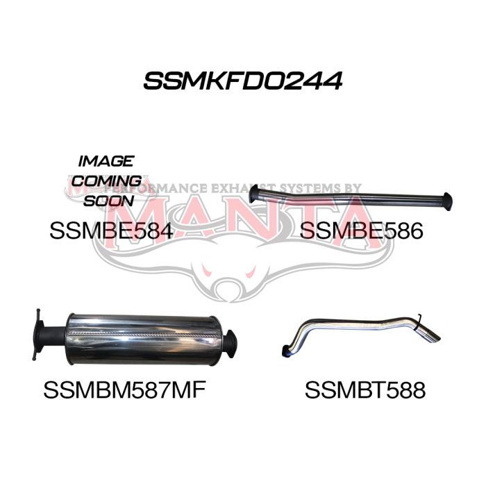 MANTA 4X4 FORD RANGER PX DUAL CAB 2.2L OCT 2011 SEP 2016 FORD RANGER ALUMINISED/STAINLESS STEEL EXHAUST