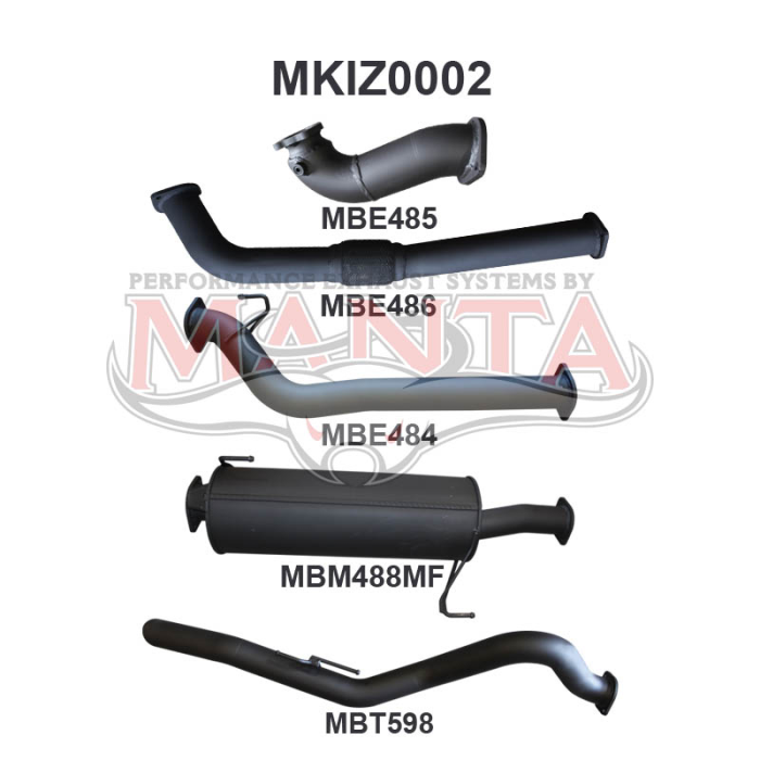 MANTA 4X4 ISUZU DMAX 3.0L 4JJ1TC (CAB CHASSIS, LONG WHEELBASE) JULY 2008 - JULY 2010 ALUMINISED/STAINLESS STEEL EXHAUST