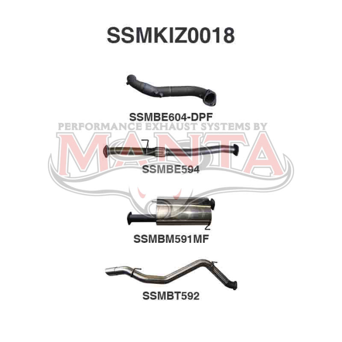MANTA 4X4 ISUZU MU-X 3.0L 2017 - 2021 ALUMINISED/STAINLESS STEEL EXHAUST