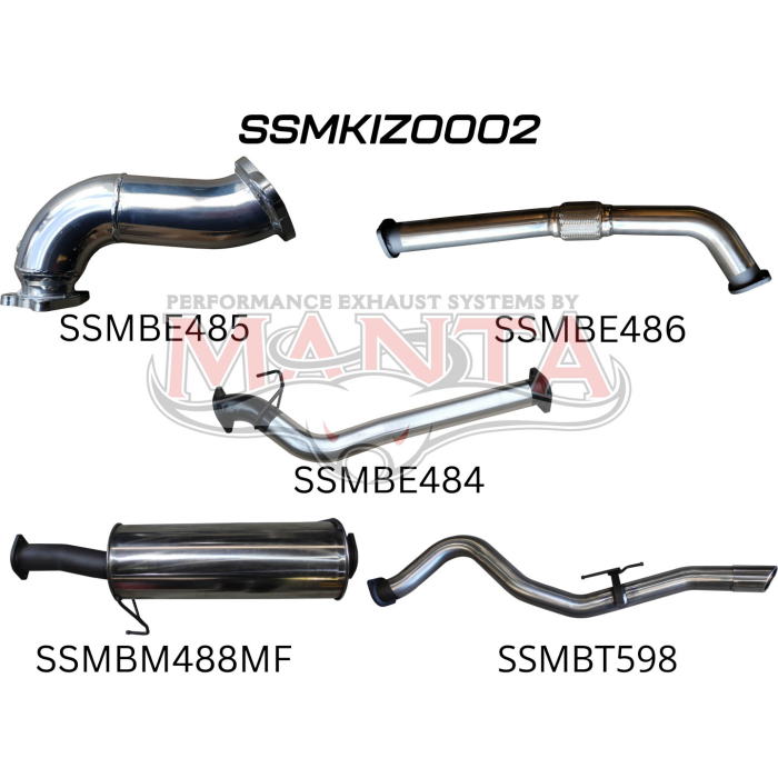 MANTA 4X4 ISUZU DMAX 3.0L 4JJ1TC (CAB CHASSIS, LONG WHEELBASE) JULY 2008 - JULY 2010 ALUMINISED/STAINLESS STEEL EXHAUST