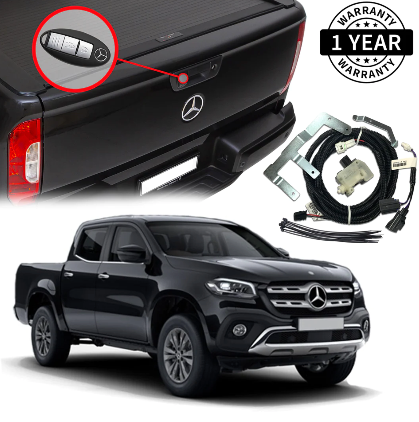 GRUNT 4X4 Tailgate Central Locking Kit to Suit Mercedes-Benz X-Class 2018-2020