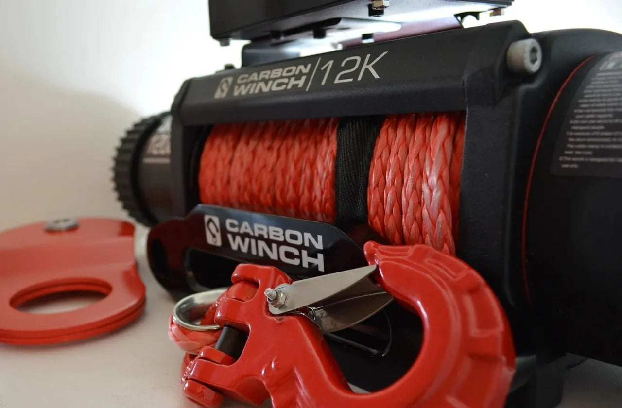 CARBON OFFROAD 24m x 10mm Red Synthetic Rope Spliced with thimble