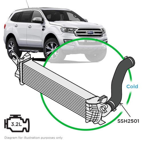 SAAS Silicone Intercooler Pipe Cold Side to suit Ford Everest UA-UA2 3.2L 2015-2020