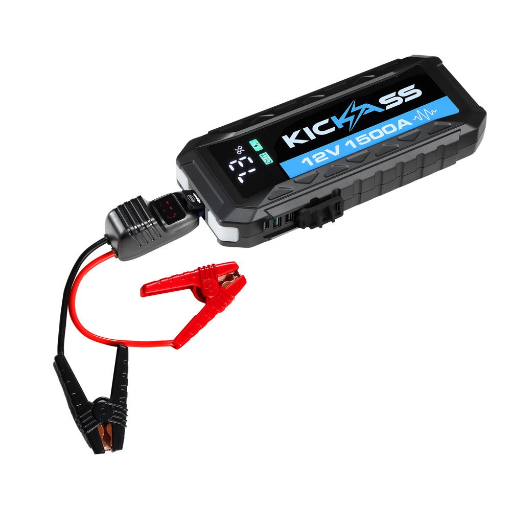 KICKASS 12V, 1500A Portable Car Jump Starter with Power Bank - 3000A Peak