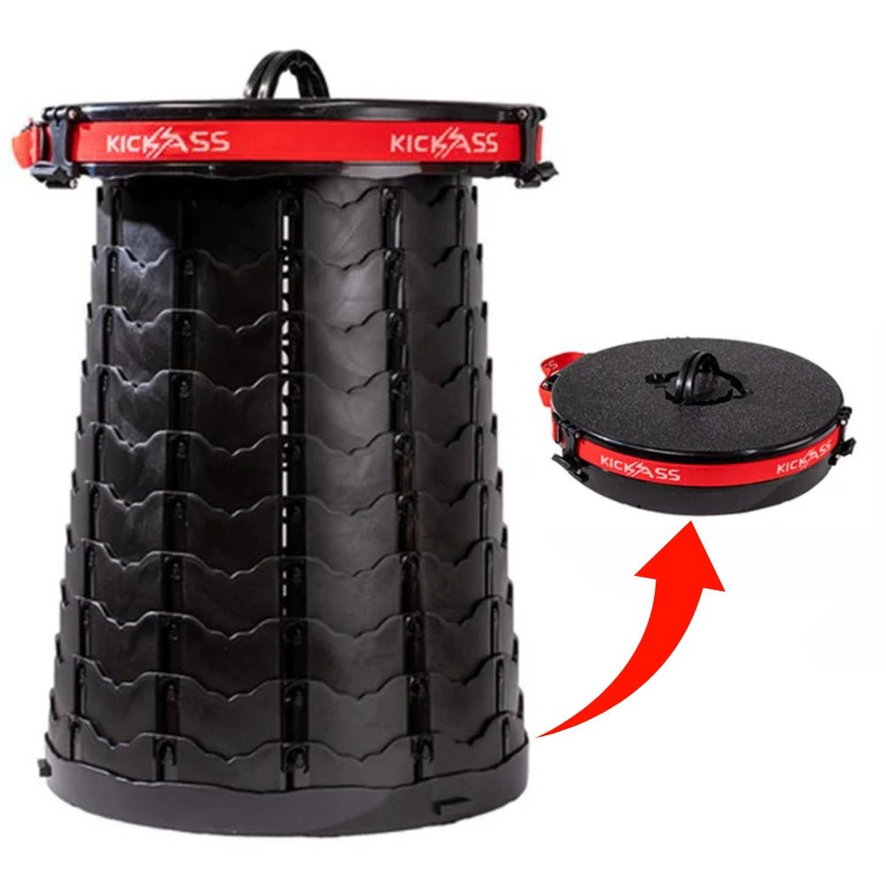KICKASS Large Portable Outdoor Pop Up Stool/Bin with Lid