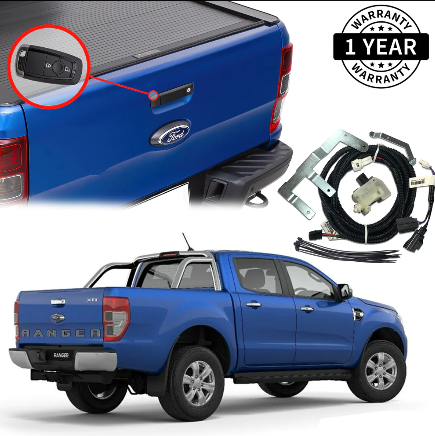 GRUNT 4X4 Ford Ranger Tailgate Central Locking Kit PU, PX & PX MKII PX MKIII