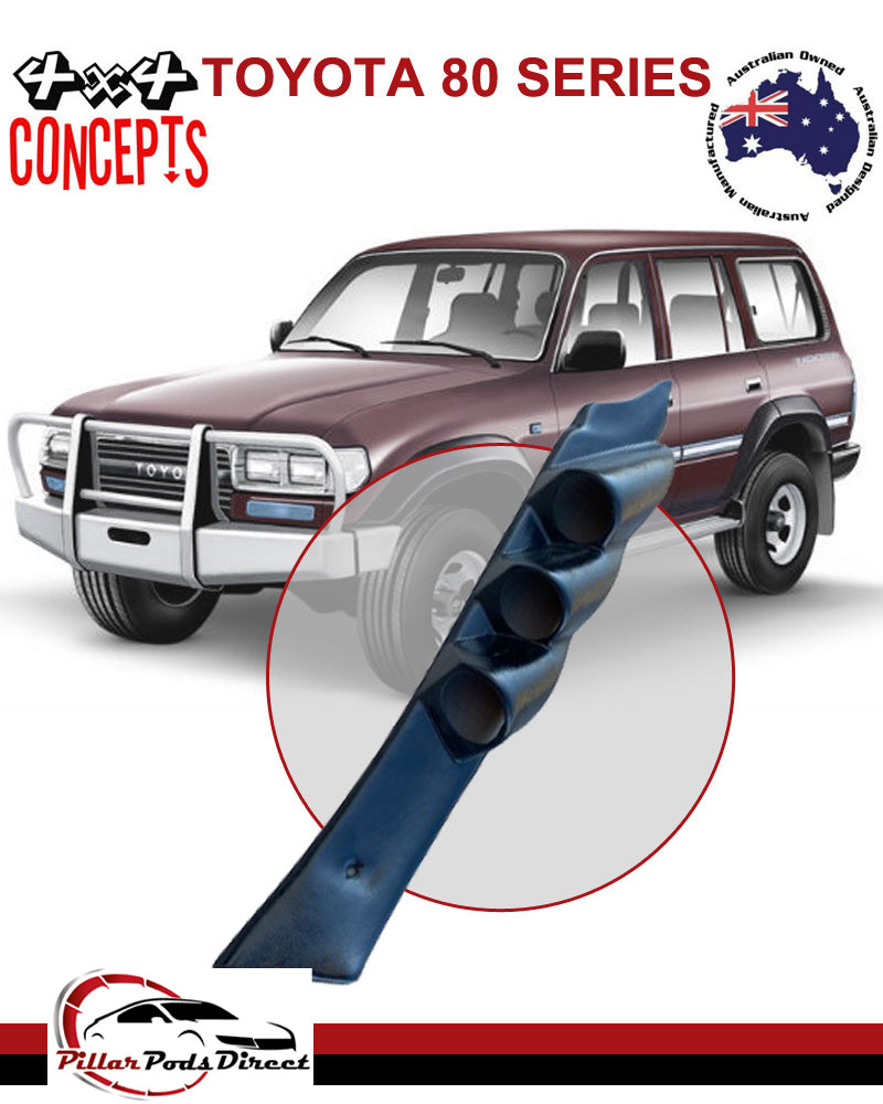 80 SERIES LANDCRUISER (1990 - 1995) 3 GAUGE PILLAR POD BLACK (803)