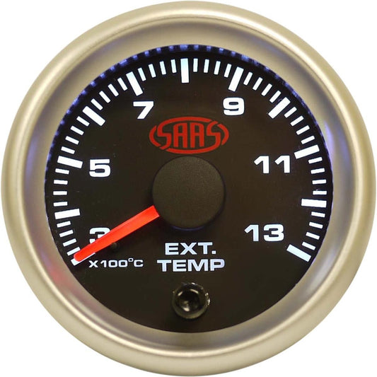 SAAS EXHAUST TEMPERATURE GAUGE 52MM 2" 0F-900c BLACK FACE--STREETLINE