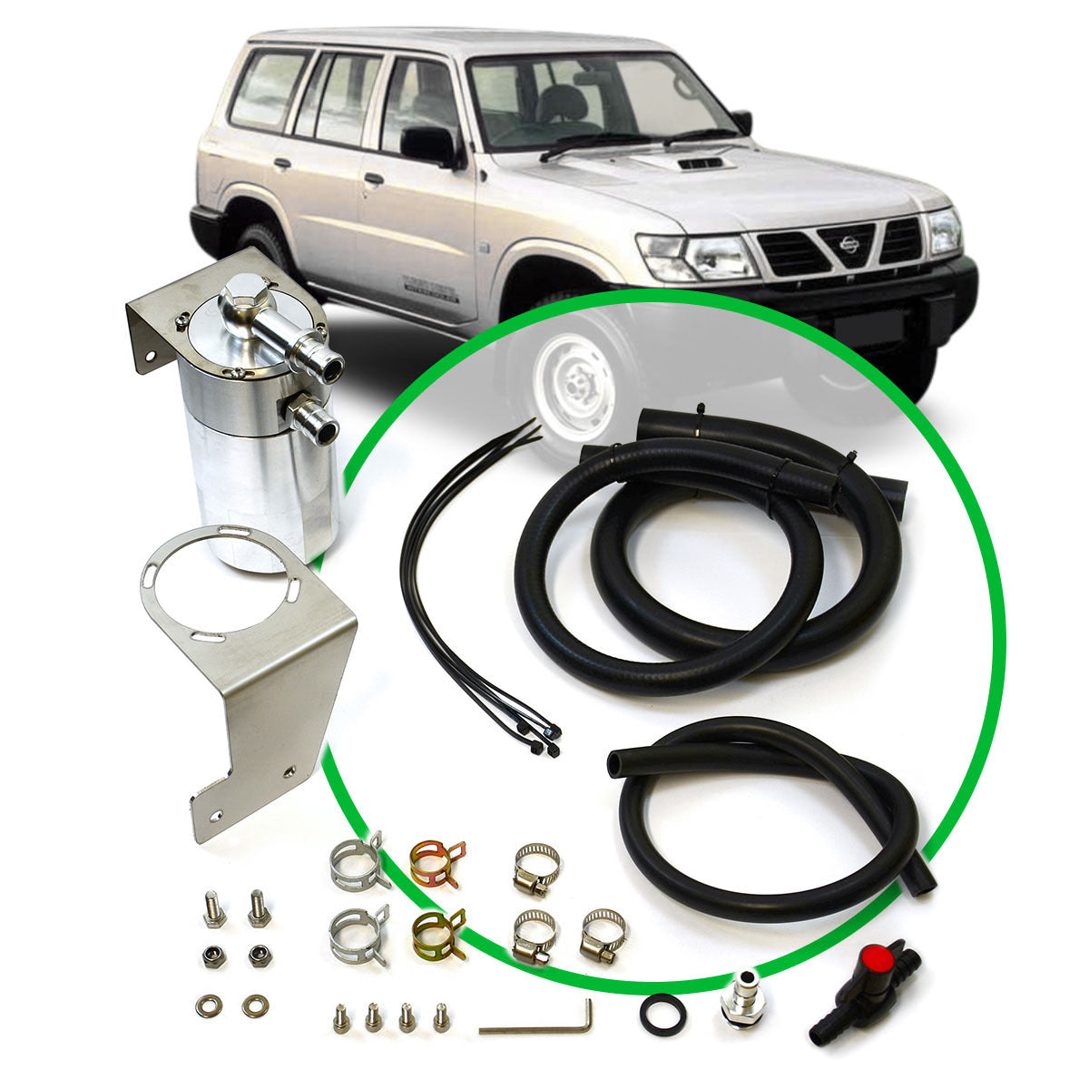 DIESEL OIL CATCH CAN WITH FULL INSTALL KIT FOR PATROL GU 4.2L 1997 - 2006