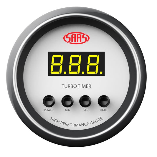 SAAS Turbo Timer Digital Auto 52mm White Muscle Series (SG-DTT52W)