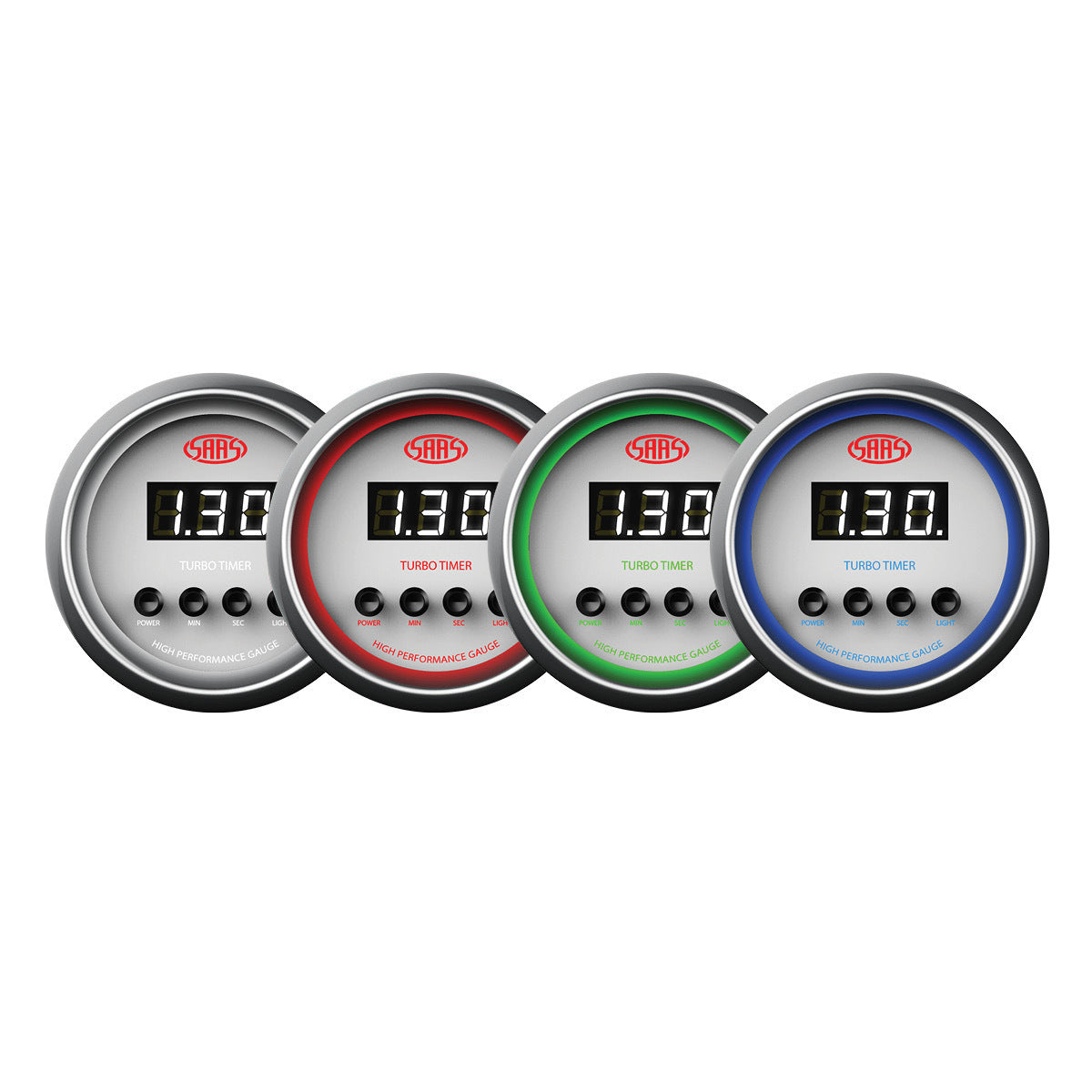 SAAS Turbo Timer Digital Auto 52mm White Muscle Series (SG-DTT52W)
