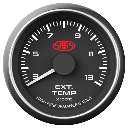 SAAS Exhaust Temp Gauge 300°-1300° 52mm Black Muscle Series (SG-EXT52B)
