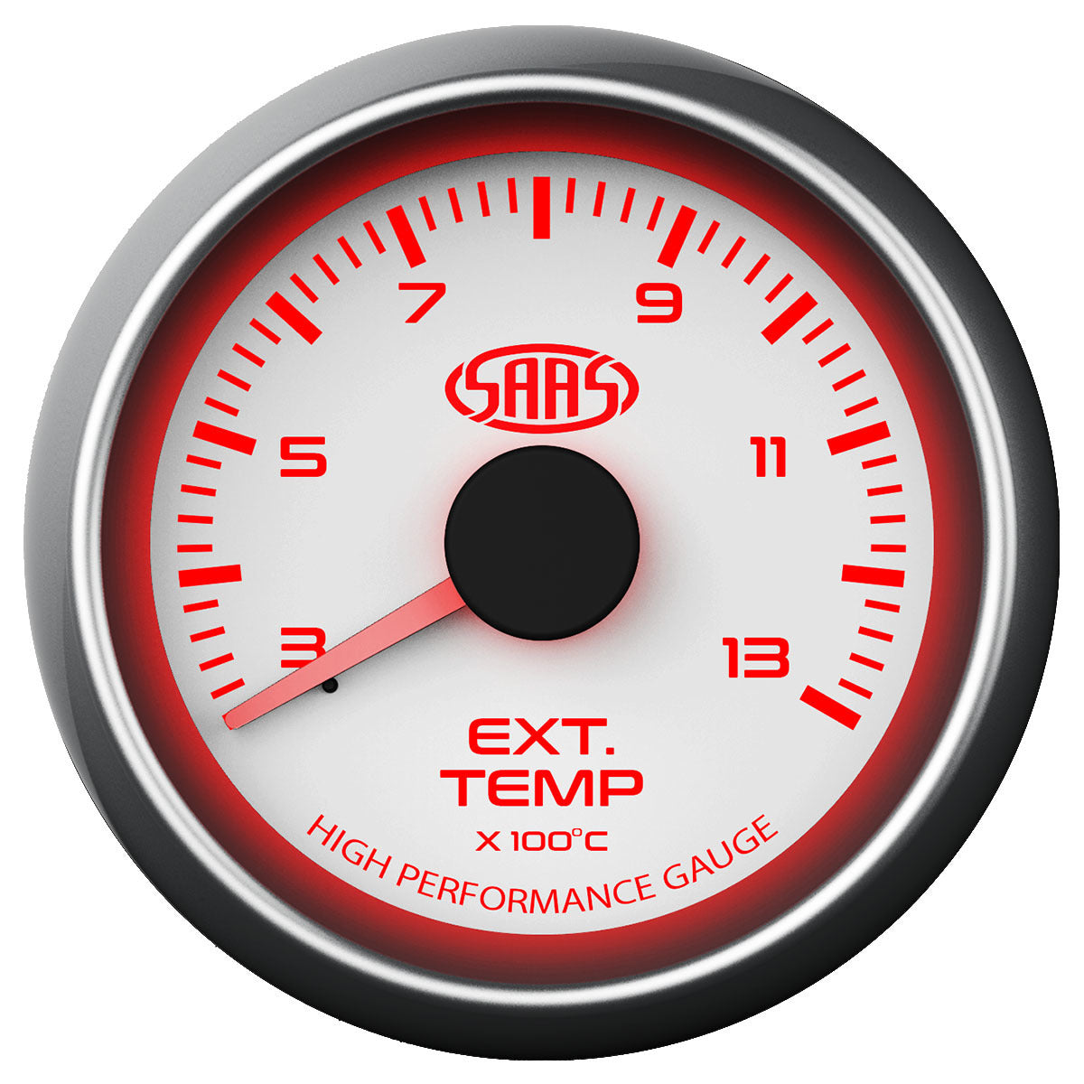 SAAS Exhaust Temp Gauge 300°-1300° 52mm White Muscle Series (SG-EXT52W)