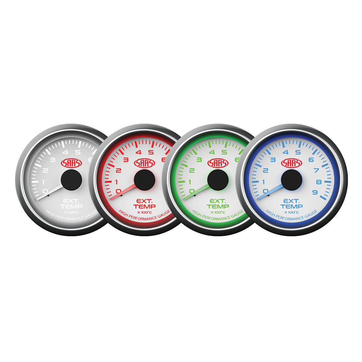 SAAS Exhaust Temp Gauge 0°-900° 52mm White Muscle Series (SG-EXT52W10)