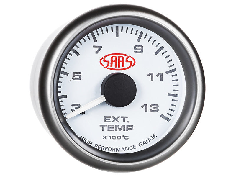 SAAS Exhaust Temp Gauge 300°-1300° 52mm White Muscle Series (SG-EXT52W)