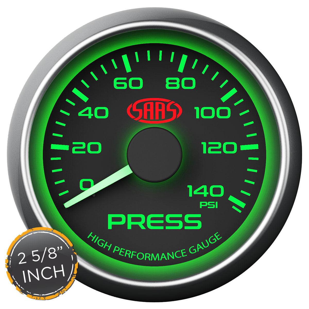 SAAS Oil Press Gauge 0-140psi 2 5/8 inch Black Muscle Series (SG-OP258B)