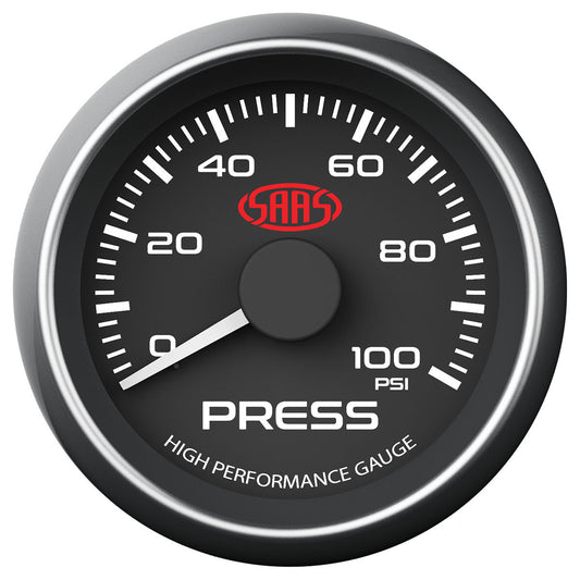 SAAS Oil Press Gauge 0-100psi 52mm Black Muscle Series (SG-OP52B1)