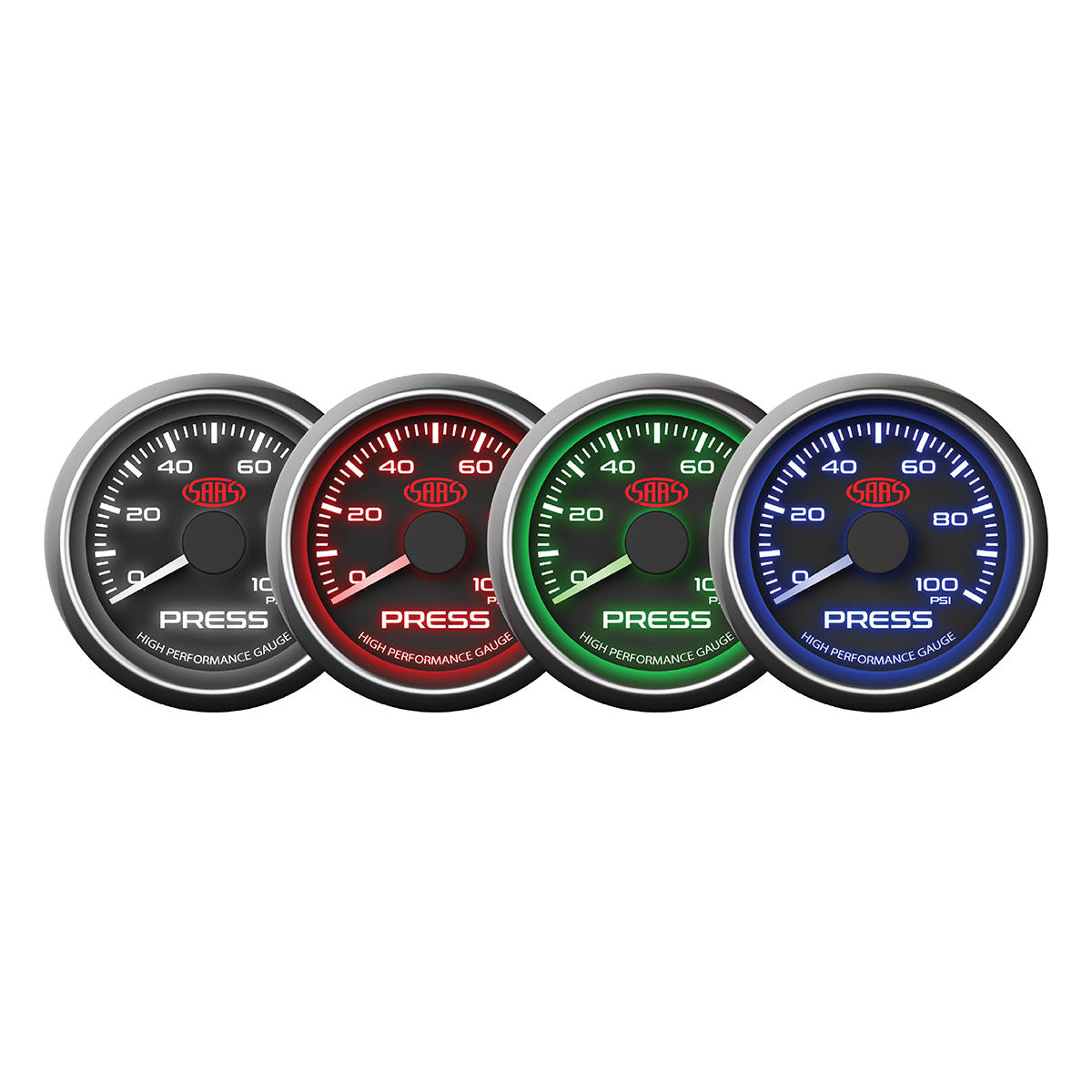 SAAS Oil Press Gauge 0-100psi 52mm Black Muscle Series (SG-OP52B1)