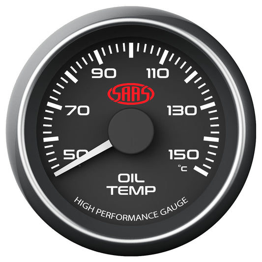 SAAS Oil Temp Gauge 50°-150° 52mm Black Muscle Series (SG-OT52B)