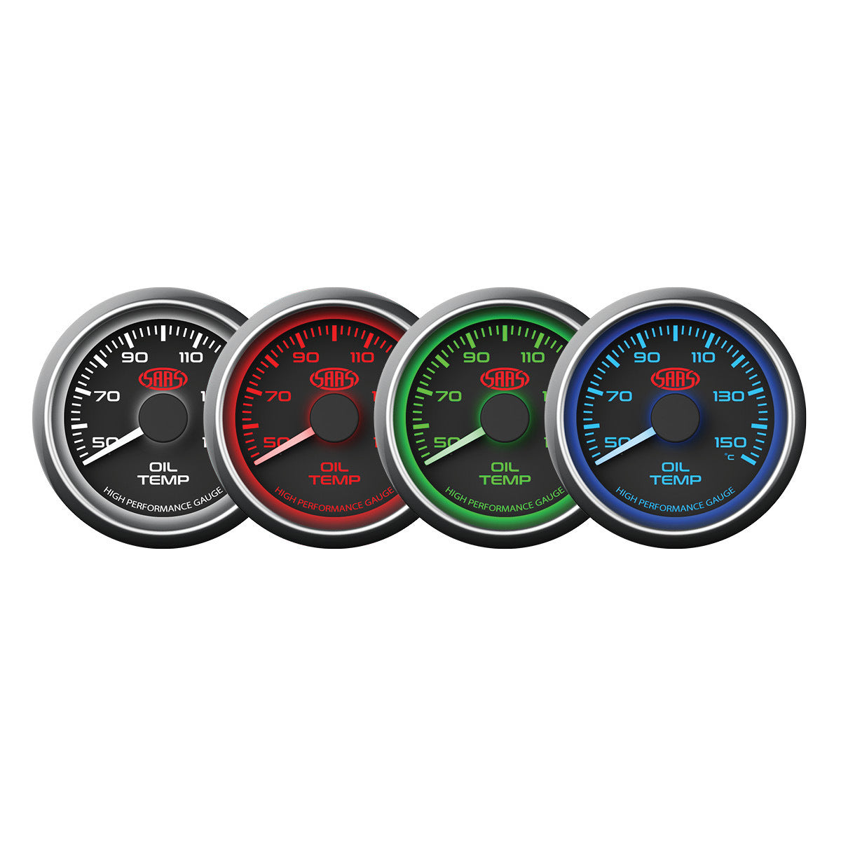 SAAS Oil Temp Gauge 50°-150° 52mm Black Muscle Series (SG-OT52B)