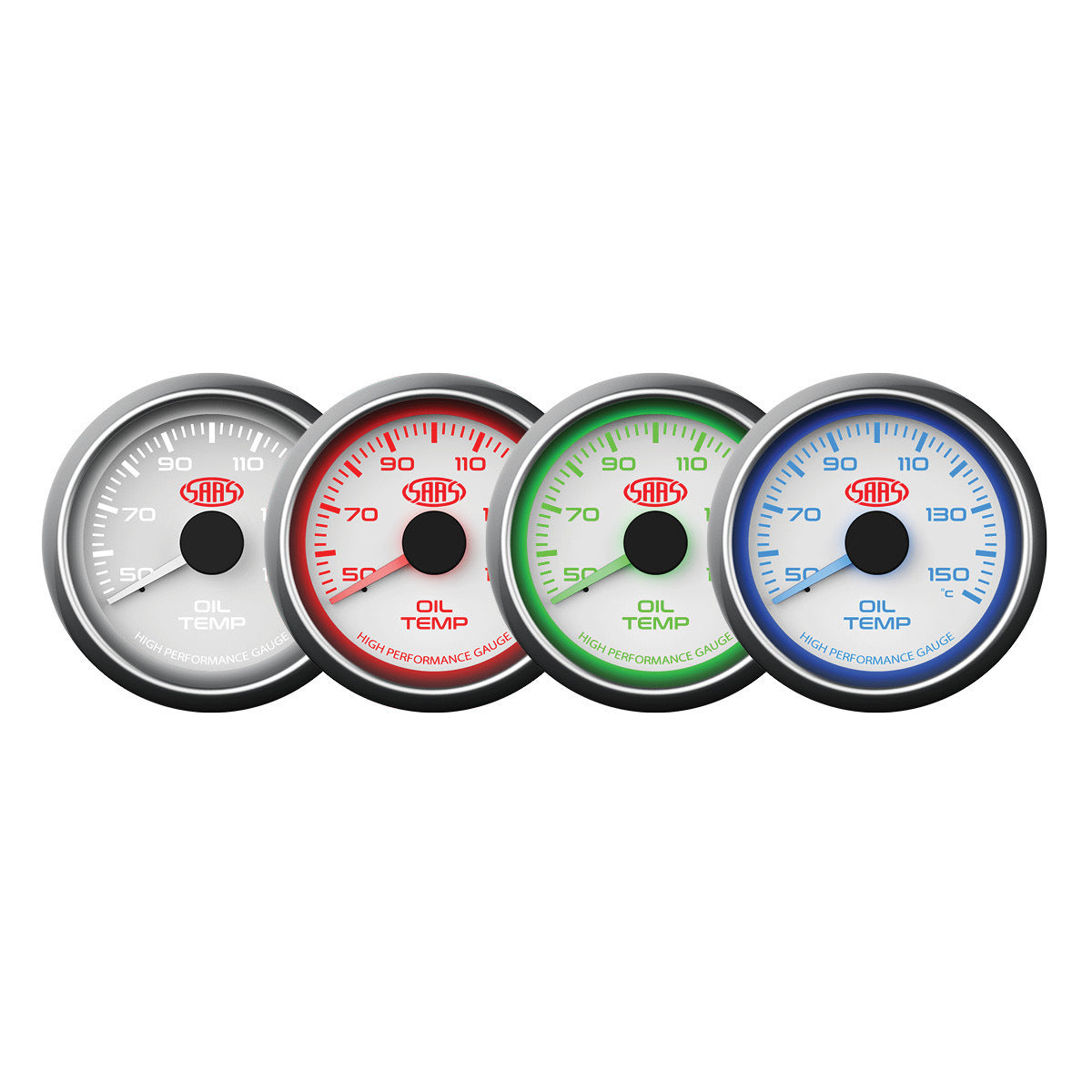 SAAS Oil Temp Gauge 50°-150° 52mm White Muscle Series (SG-OT52W)