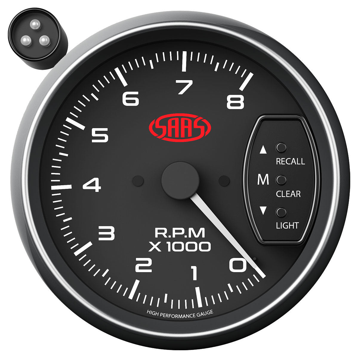SAAS Tachometer 0-8K Shiftlite 3-3/4 Black Muscle Series (SG-TAC334B)