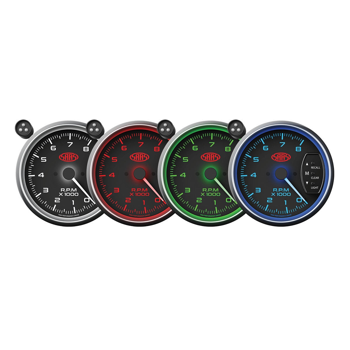 SAAS Tachometer 0-8K Shiftlite 3-3/4 Black Muscle Series (SG-TAC334B)