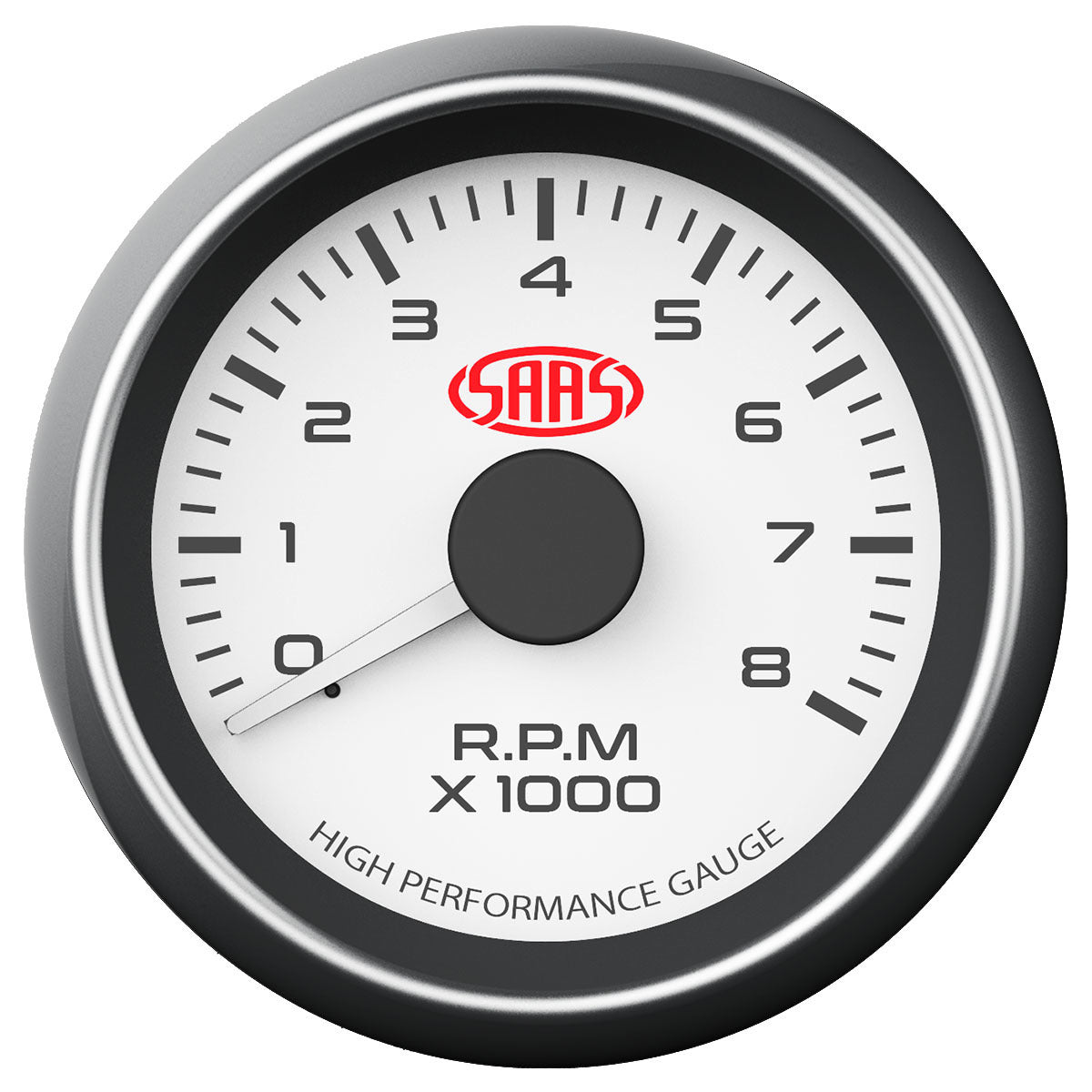 SAAS Tachometer 0-8K 52mm White Muscle Series (SG-TAC52W)
