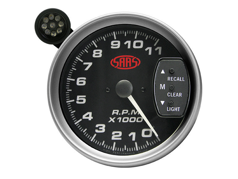 SAAS Tachometer 0-10K Shiftlite 5" Black Muscle Series (SG-TAC5B0