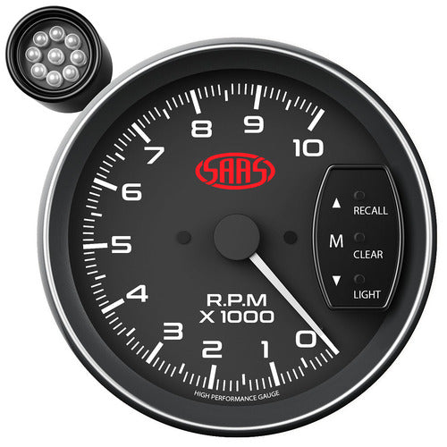 SAAS Tachometer 0-10K Shiftlite 5" Black Muscle Series (SG-TAC5B0