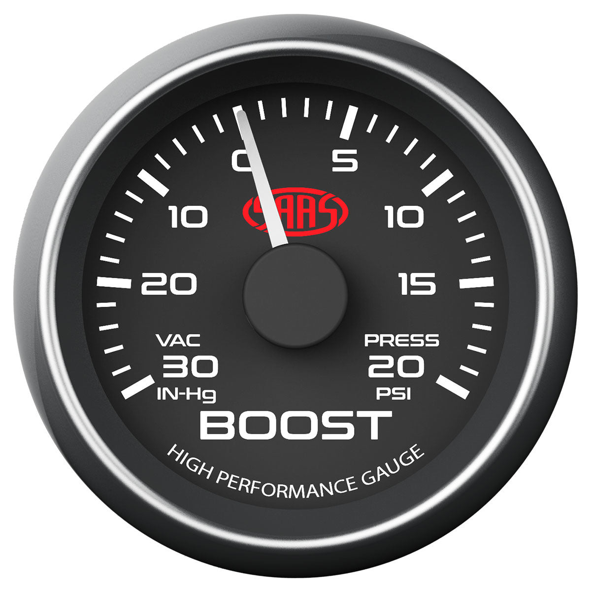 SAAS Boost Gauge 30inHg-20psi 52mm Black Muscle Series (SG-TB52B)