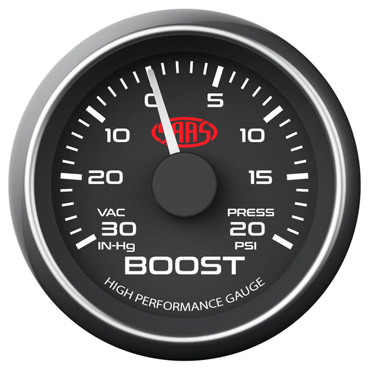 SAAS Boost Gauge 30inHg-20psi 52mm Black Muscle Series (SG-TB52B)
