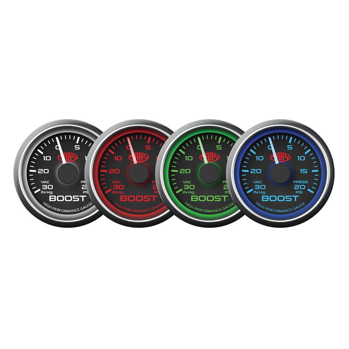 SAAS Boost Gauge 30inHg-20psi 52mm Black Muscle Series (SG-TB52B)