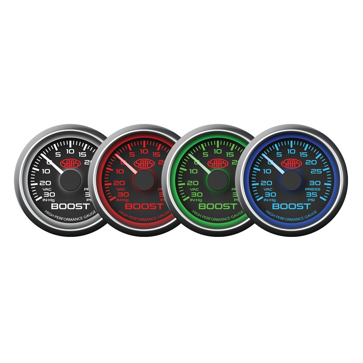 SAAS Boost Gauge 30inHg-35psi 52mm Black Muscle Series (SG-TB52B1)