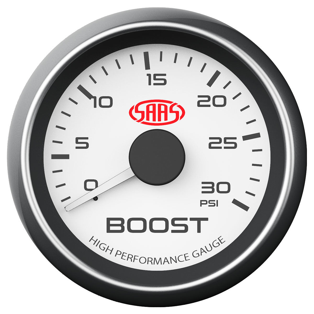 SAAS Boost Gauge Diesel 0-30 psi 52mm White Muscle Series (SG-TBD52W)