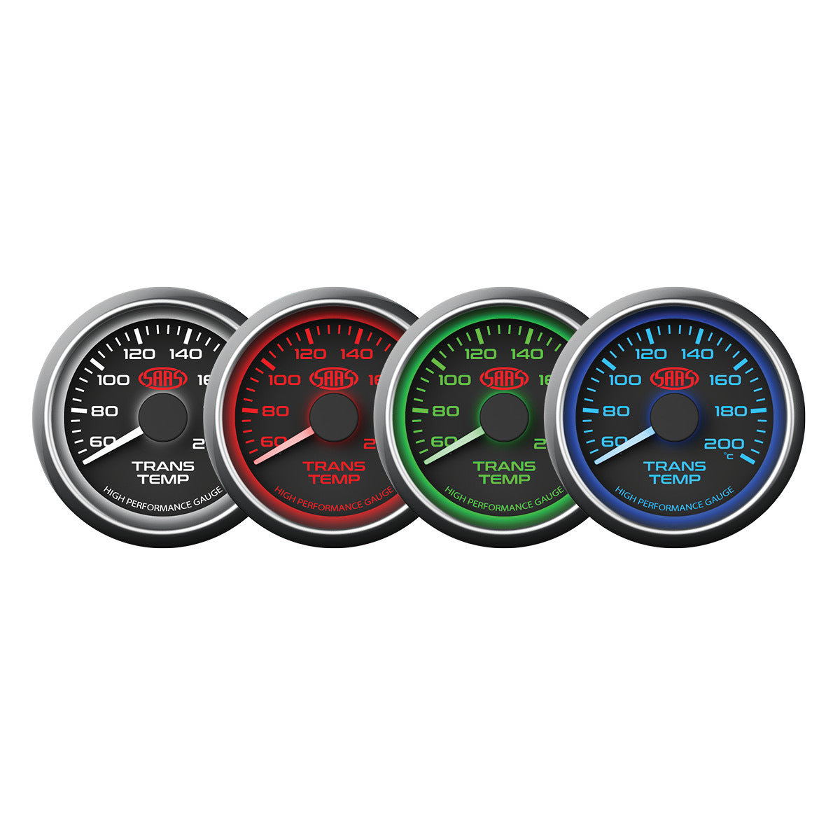 SAAS Trans Oil Temp Gauge 60°-200° 52mm Black Muscle Series (SG-TT52B)