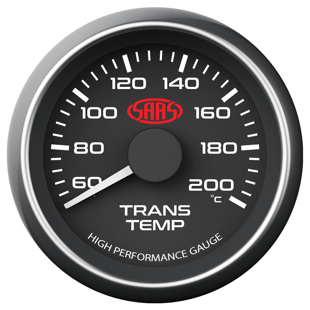SAAS Trans Oil Temp Gauge 60°-200° 52mm Black Muscle Series (SG-TT52B)