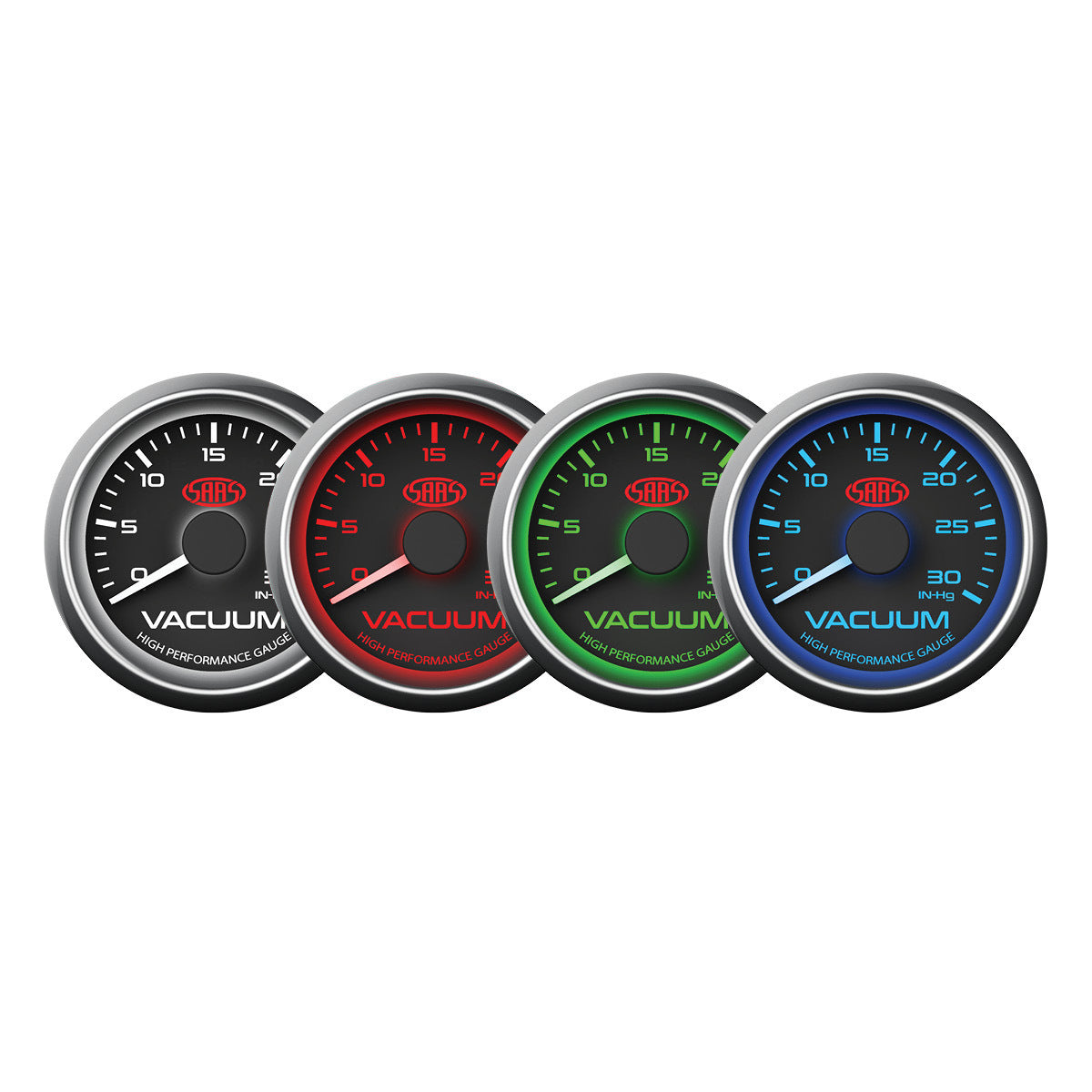 SAAS Vacuum Gauge 0-30inHg 52mm Black Muscle Series (SG-VAC52B)