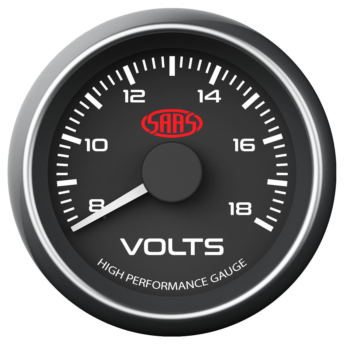 SAAS Volt Gauge 8v-18v 52mm Black Muscle Series (SG-VLT52B)