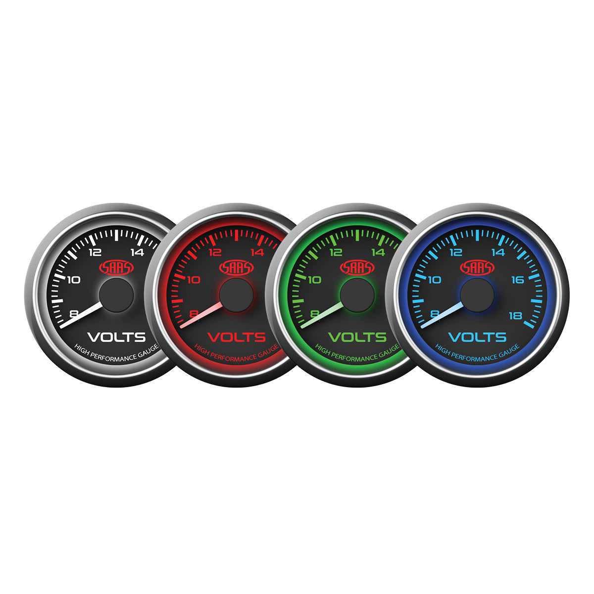 SAAS Volt Gauge 8v-18v 52mm Black Muscle Series (SG-VLT52B)