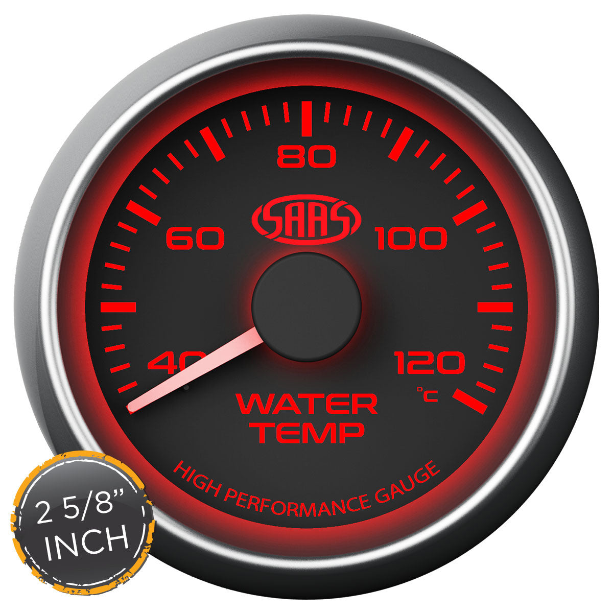 SAAS Water Temp Gauge 40°-120° 2 5/8 inch Black Muscle Series (SG-WT258B)