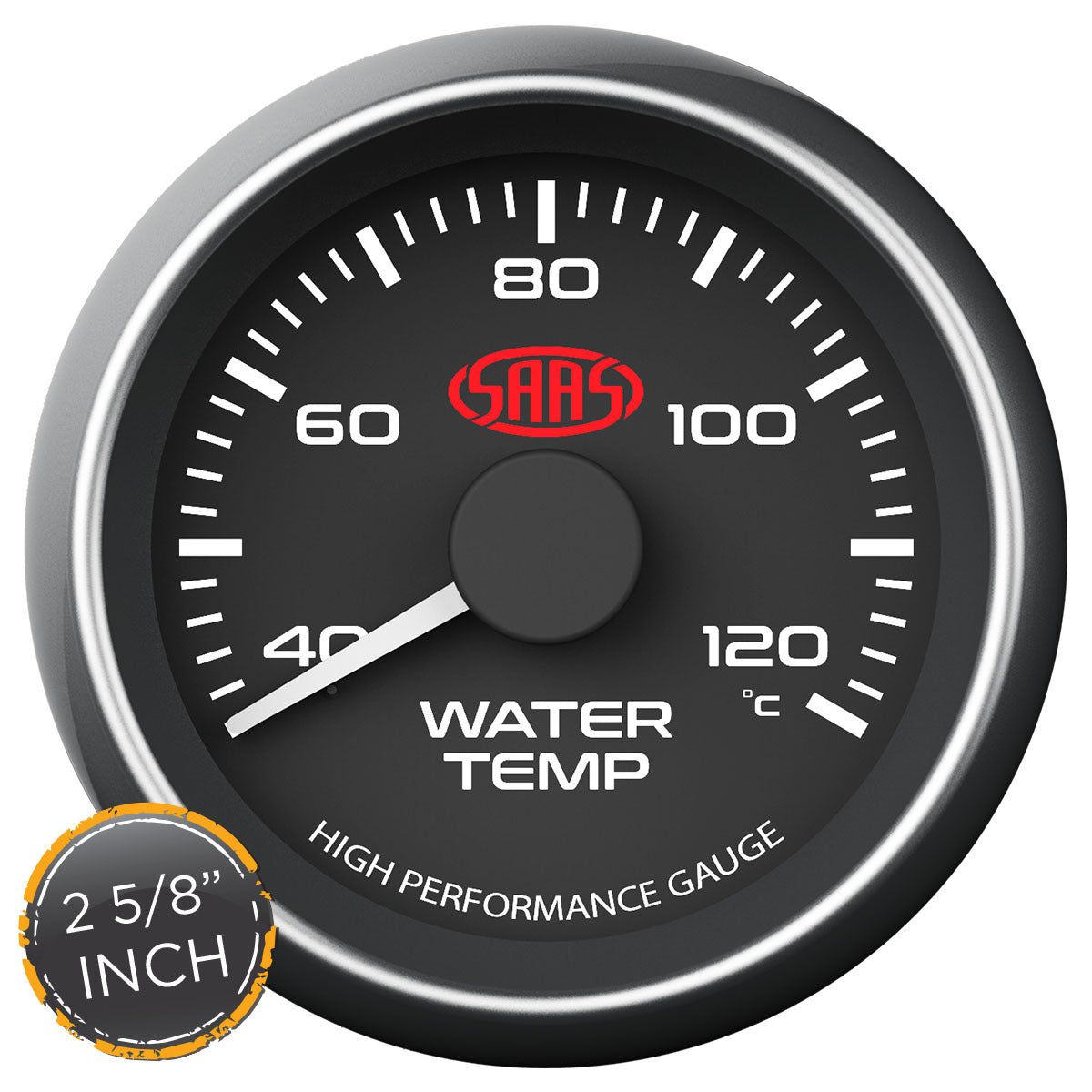 SAAS Water Temp Gauge 40°-120° 2 5/8 inch Black Muscle Series (SG-WT258B)