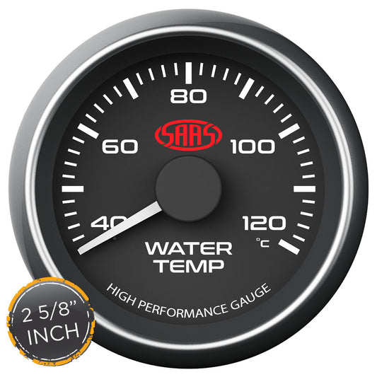 SAAS Water Temp Gauge 40°-120° 2 5/8 inch Black Muscle Series (SG-WT258B)