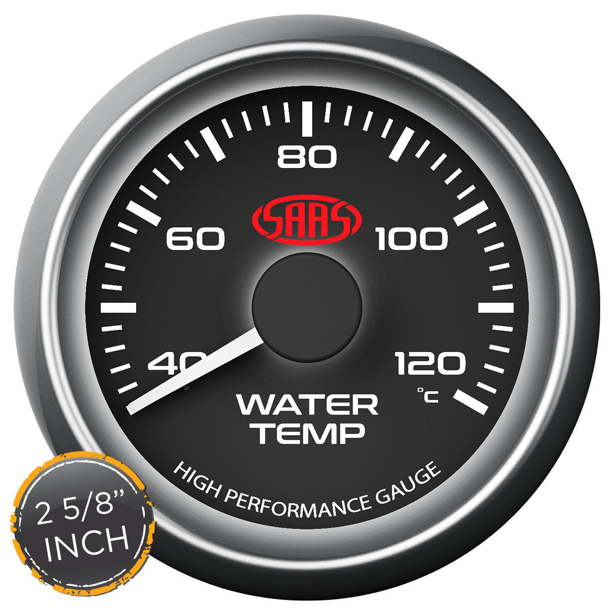 SAAS Water Temp Gauge 40°-120° 2 5/8 inch Black Muscle Series (SG-WT258B)