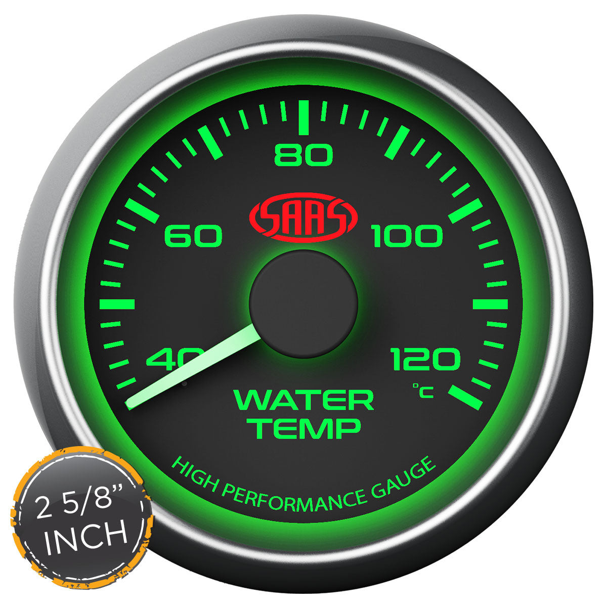 SAAS Water Temp Gauge 40°-120° 2 5/8 inch Black Muscle Series (SG-WT258B)