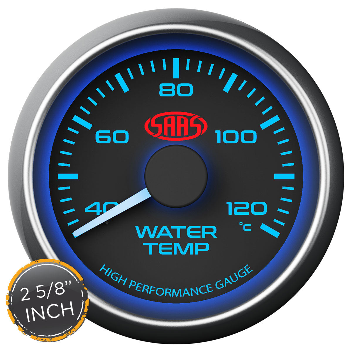SAAS Water Temp Gauge 40°-120° 2 5/8 inch Black Muscle Series (SG-WT258B)