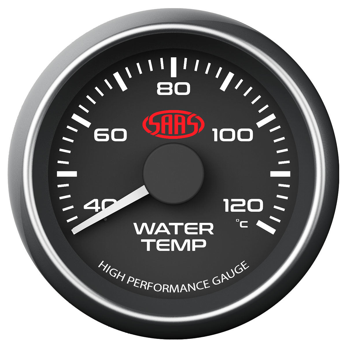 SAAS Water Temp Gauge 40°-120° 52mm Black Muscle Series (SG-WT52B)
