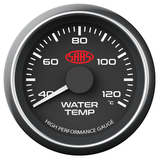 SAAS Water Temp Gauge 40°-120° 52mm Black Muscle Series (SG-WT52B)