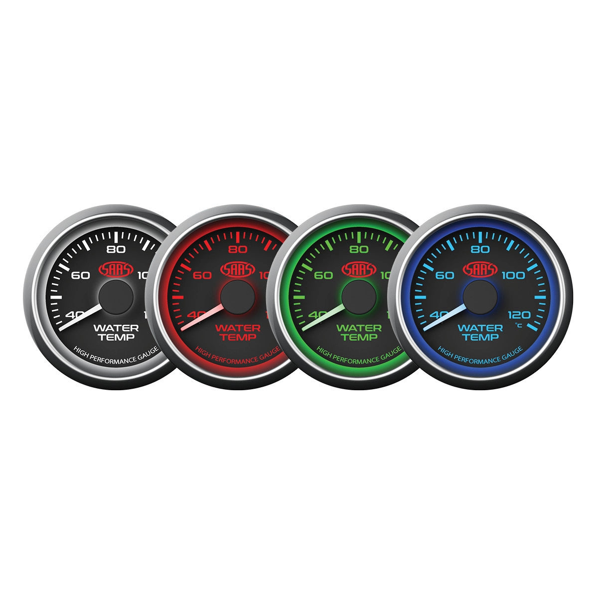 SAAS Water Temp Gauge 40°-120° 52mm Black Muscle Series (SG-WT52B)