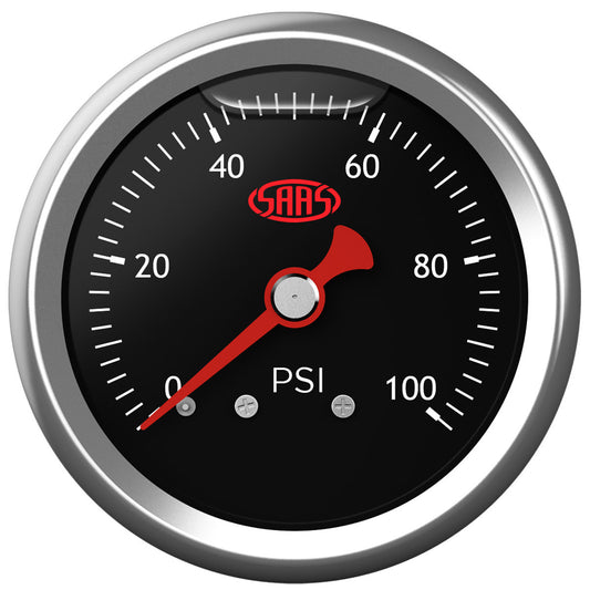 SAAS Fuel Press Gauge 100 Psi Liquid Filled 41mm Black (SG100B)